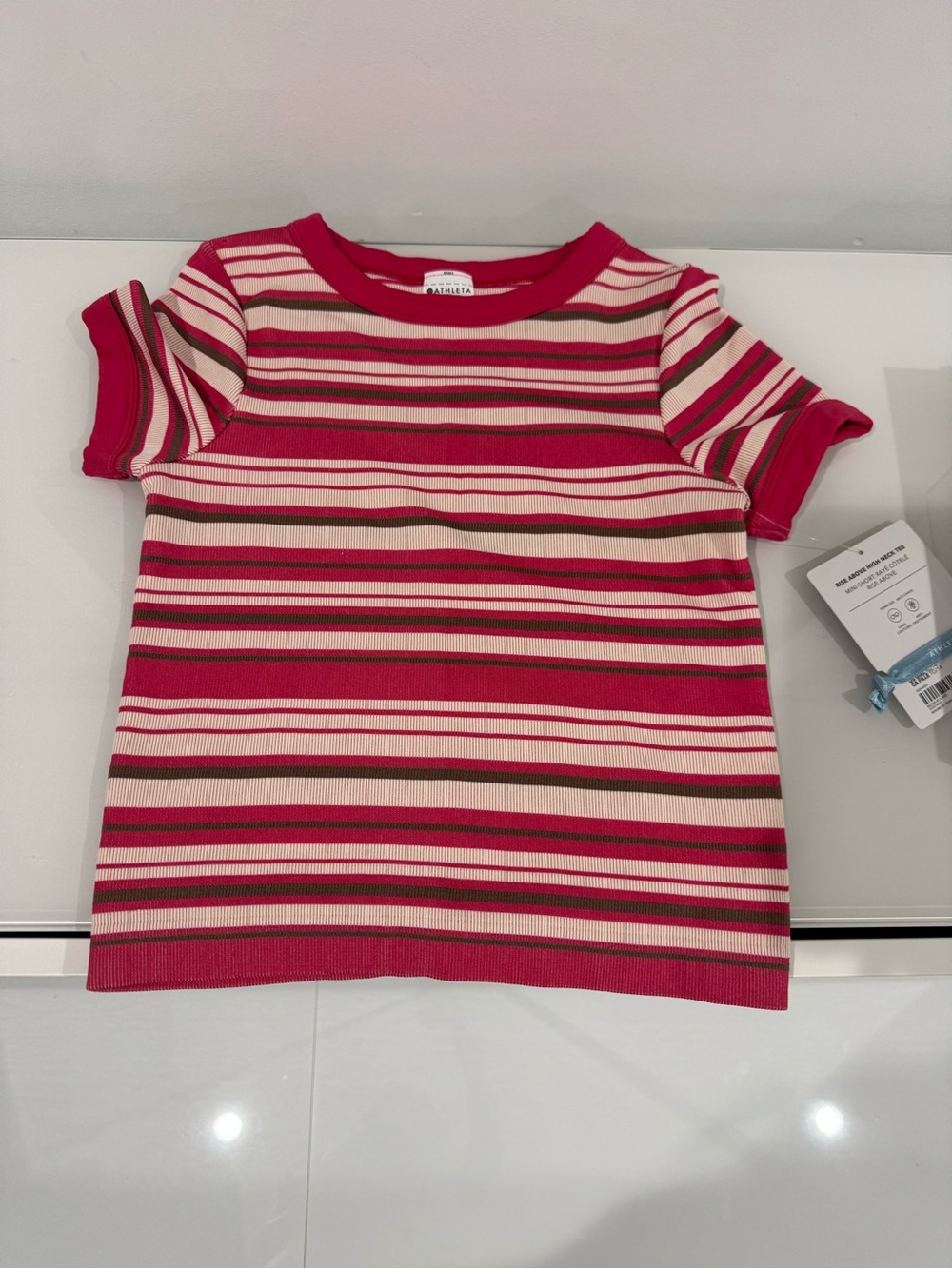 ATHLETA Girls' Pink rise above high neck tee size US girl XL/ 14